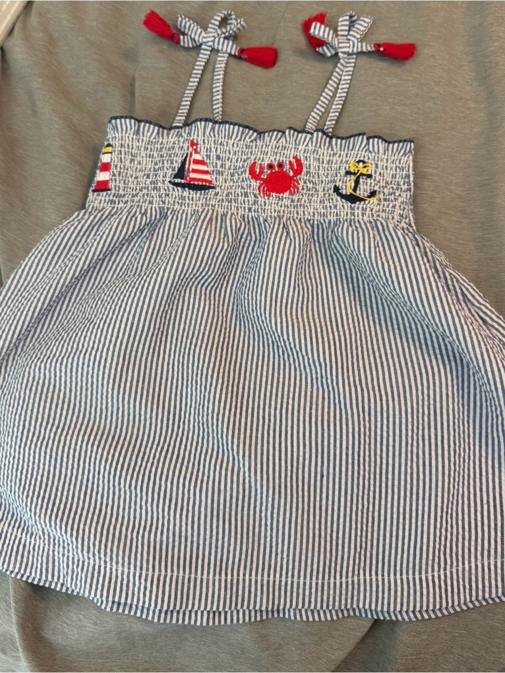 Mud Pie Blue and White Striped Nautical tank dress with Red Accents